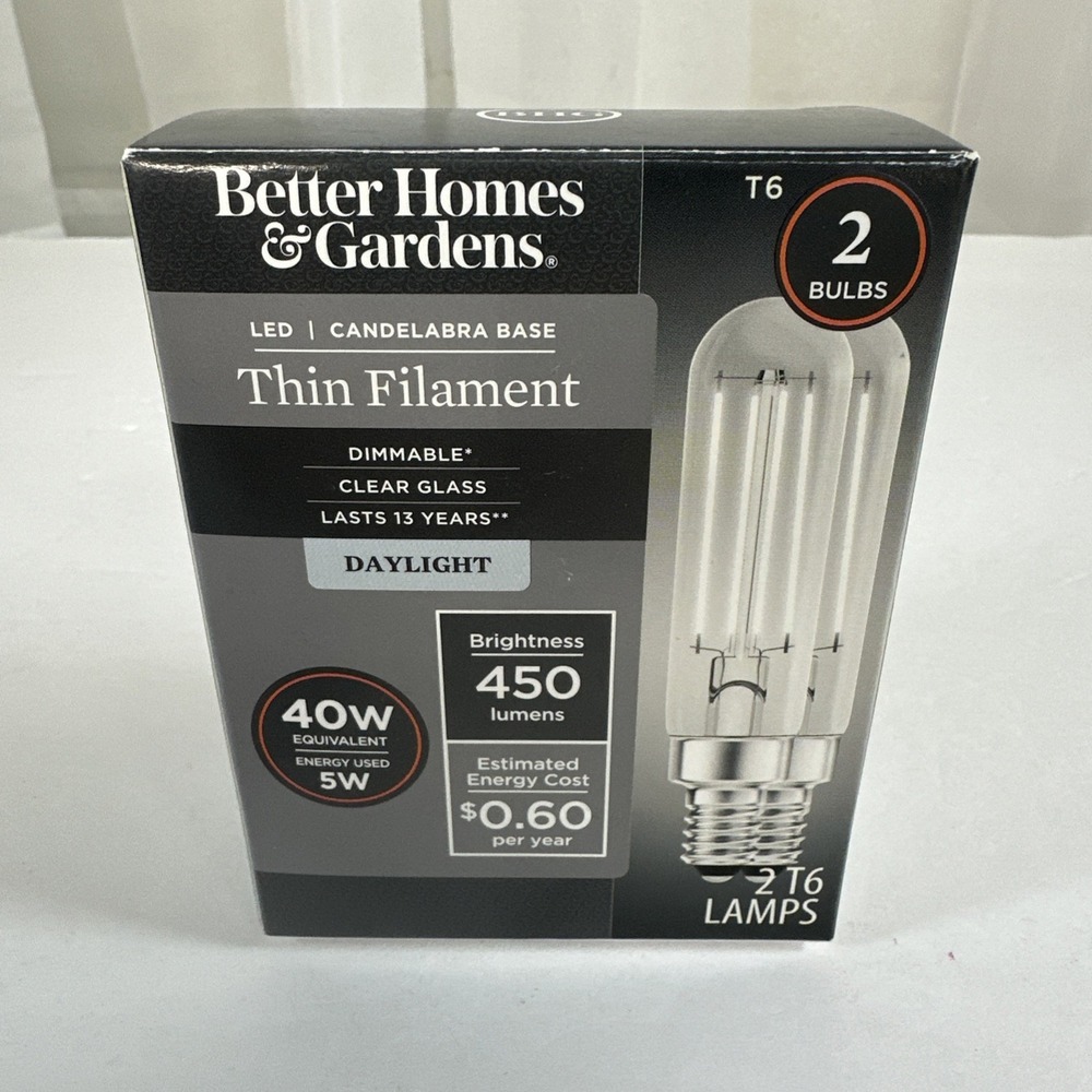Better Homes & Gardens T6 LED Light Bulbs , 4 Watts (40W Equivalent) 2pk New‎